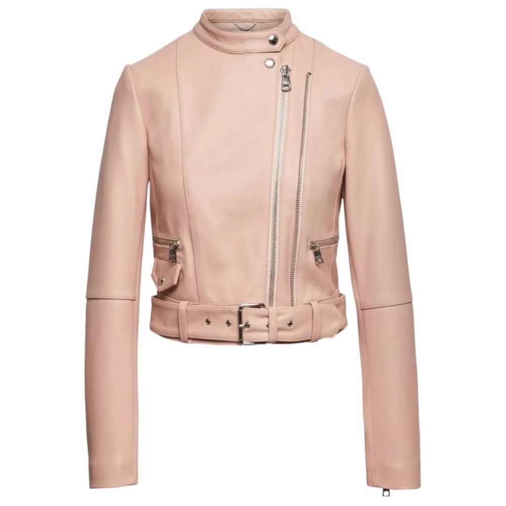 BANANA REPUBLIC Heritage Cropped Peachy Pink Moto Jacket S